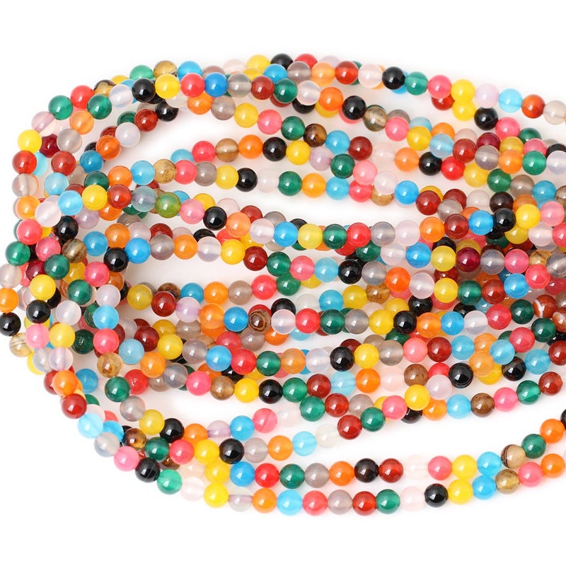 CHEAVIAN 60PCS 6mm Colorful Agate Gemstone Round Loose Beads for Jewelry Making 1 Strand 15" - Image 3